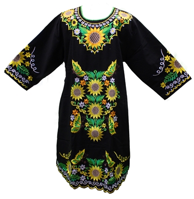 (2XL) Mexican Embroidered Pueblo Dress - Unique 151