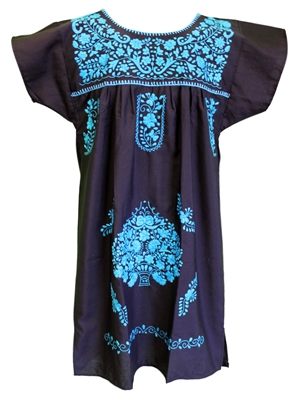 (L) Knee Length Mexican Embroidered Pueblo Dress - Unique #90