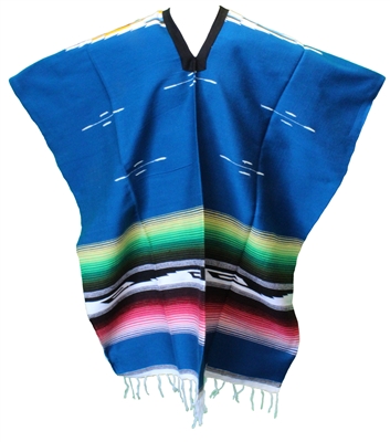 thumbnail interactive-video image 1 of Handmade Mexican Serape Poncho - Red, Tribal Serape Blanket Style, One Size Fits All 1 of 3